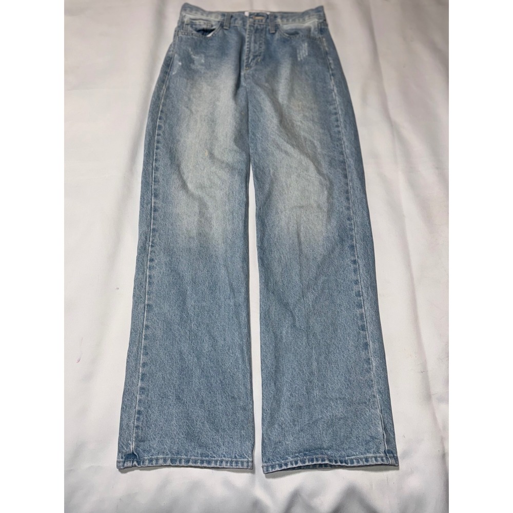 Just‎ Black Denim Light Wash High Rise Straight Leg Jeans Made in USA Size 27